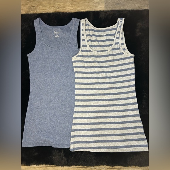 Felina Women’s Ribbed Tank Top Set Small Blue & Blue Stripe Sleeveless - Picture 1 of 4